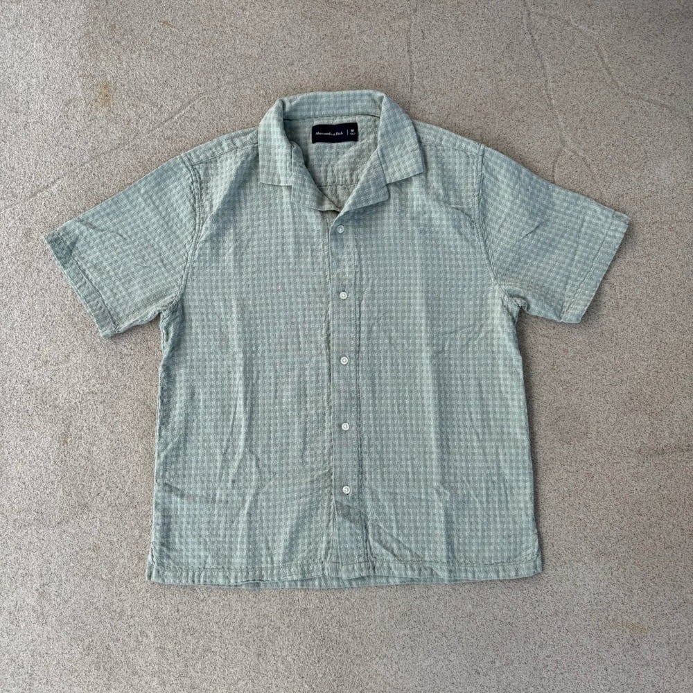 Abercrombie & Fitch Mens Medium Shirt - Button Up Green Micro Check